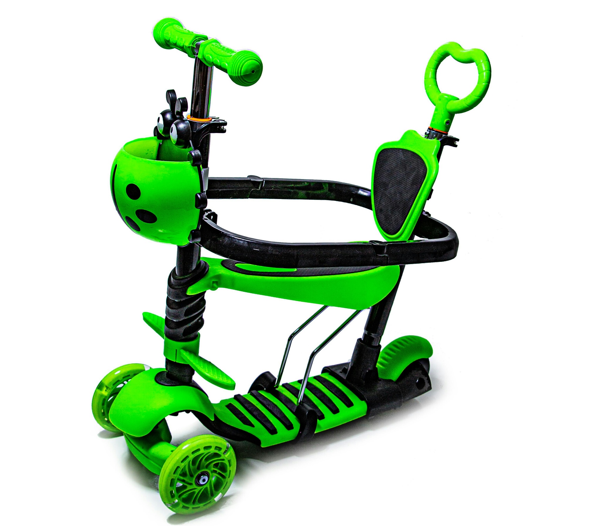 САМОКАТ 5IN1 "БОЖЬЯ КОРОВКА" GREEN С БОРТИКОМ