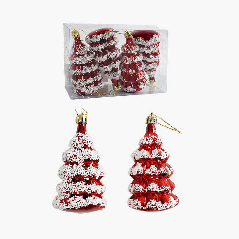 Новорічні прикраси C 67189 (120) 4 штуки, “Ялинки”, у слюді
