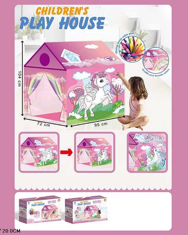 Намет 1888-6 (18) “Чарівний єдиноріг”, розмальовка, 12 фломастерів, 95х70х104 см, в коробці