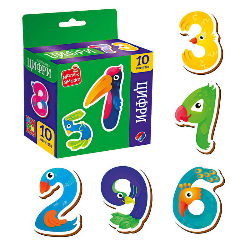 гр Набір магнітів "Цифри" VT3106-37 (30) "Vladi Toys", 10 магнітів, в коробці