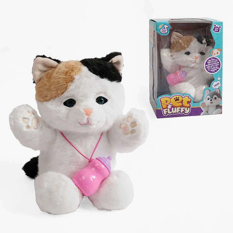 Інтерактивна тваринка F 43667 + КОРОБКА (48) “Котик”, запис та відтворення звуків, сенсорні, магнітні датчики, кліпає, мелодії, звуки, пляшечка, в коробці