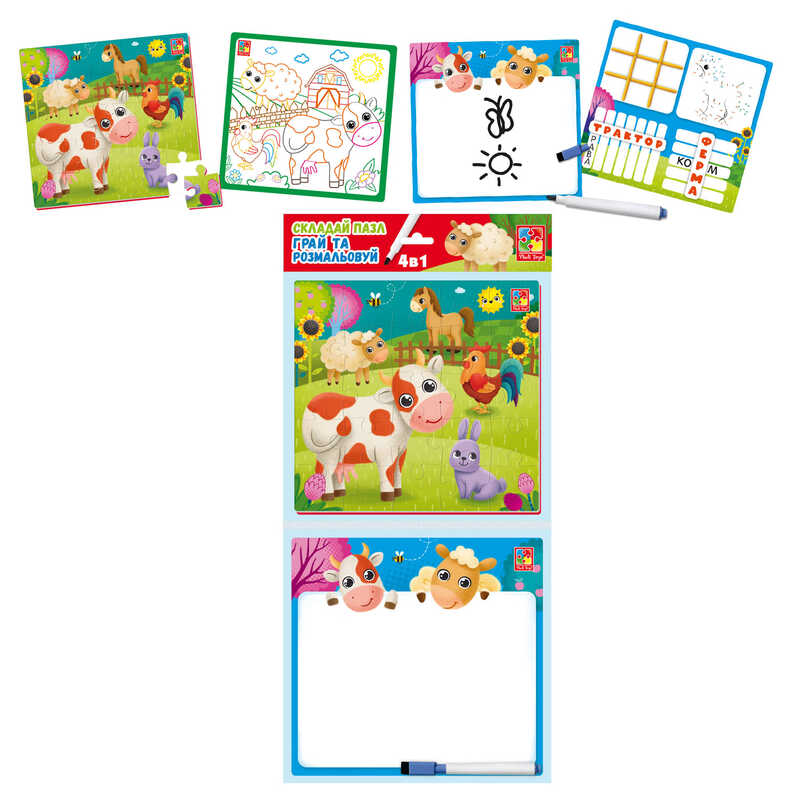 гр Гра настільна "Набір 4в1. Ферма" (укр) VT2002-01 (20) "Vladi Toys"