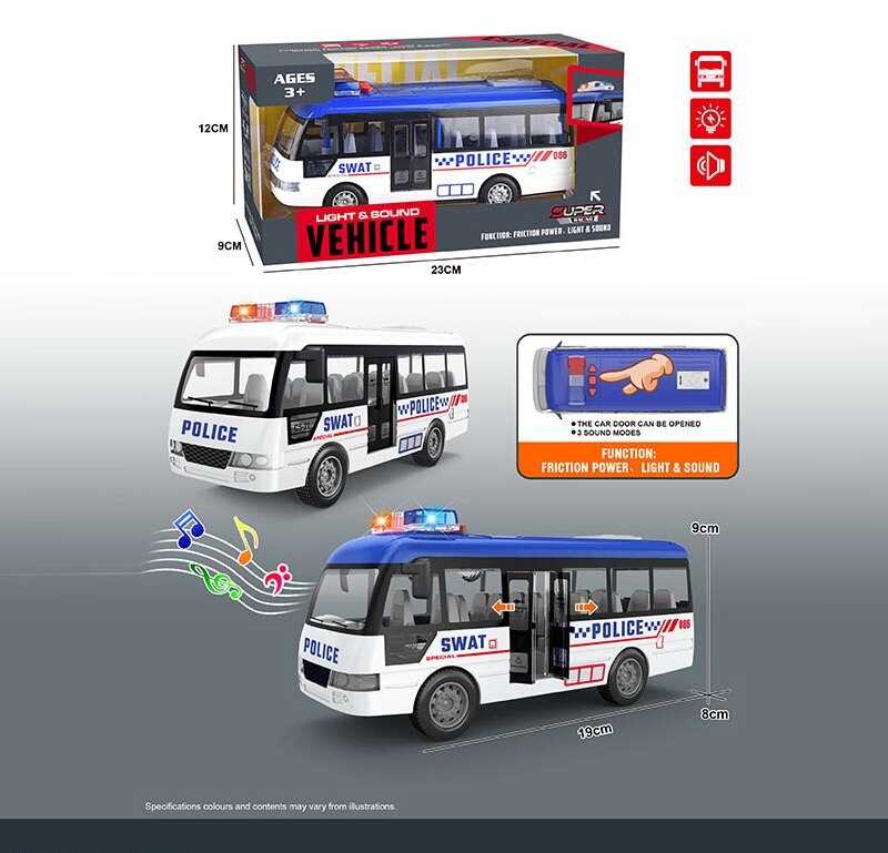 Автобус YM 9906 B (84/2) 2 кольори, звуки, підсвічування, інерція, дверцята відкриваються, в коробці