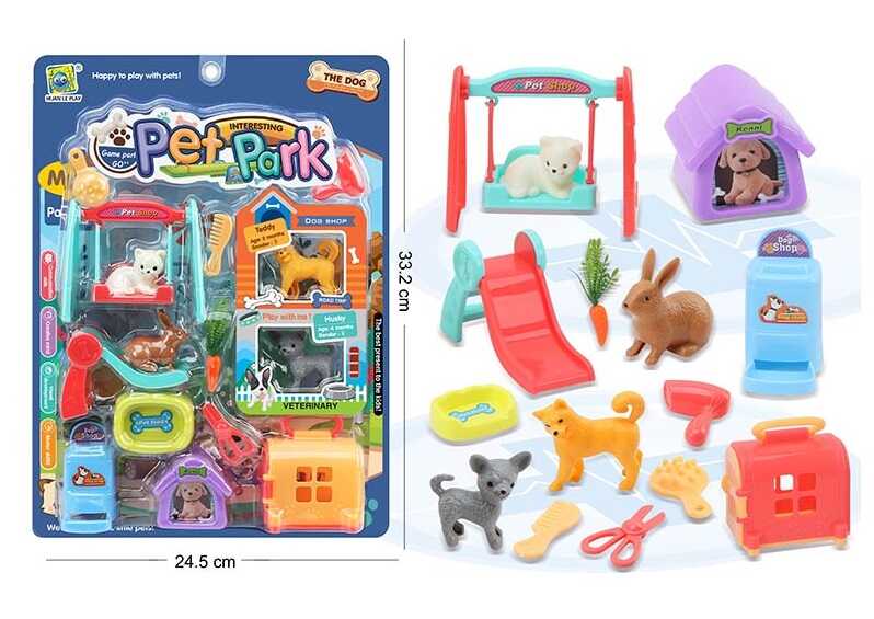 Набір тварин 666-56 (96/2) "Парк розваг", 4 улюбленця, аксесуари, на листі