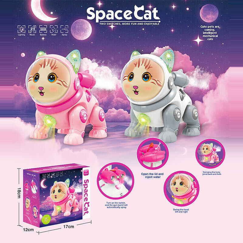 Кошеня QF 378-3 (72/2) 2 кольори, мелодія, диско-куля, підсвічування, парогенератор, ходить, в коробці