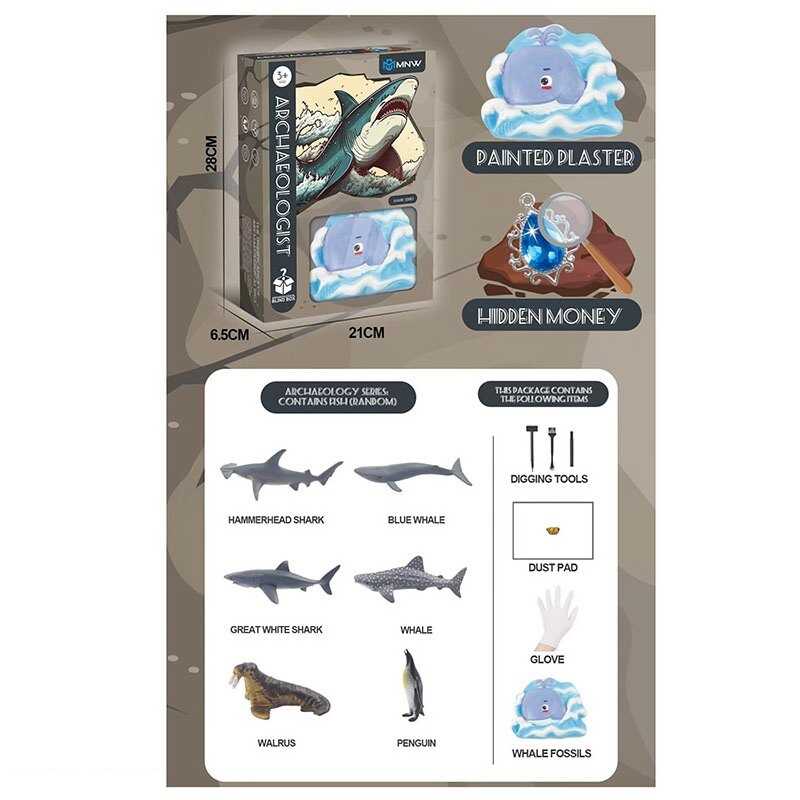 Розкопки 777-76 (48) гіпсовий блок, інструменти, рукавички, скатертина, в коробці