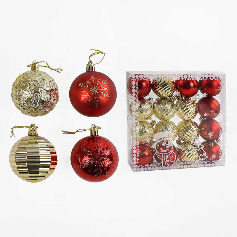 Новорічні прикраси C 67390 (60) 16 штук, кульки, D= 5 см, в коробці