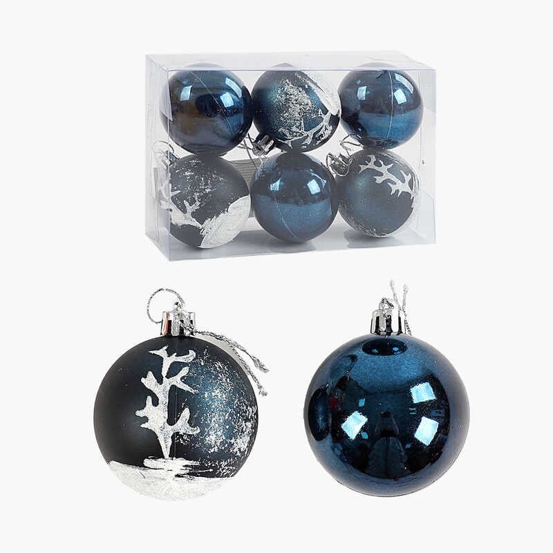 Новорічні прикраси C 67251 (120) 6 штук, кульки, D = 5,5  см, у слюді