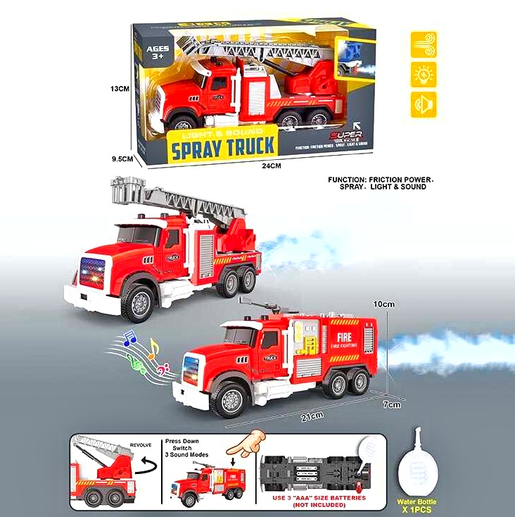 Машина YM 9921 B “Пожежна машина”, звуки, підсвічування, парогенератор, інерція, в коробці