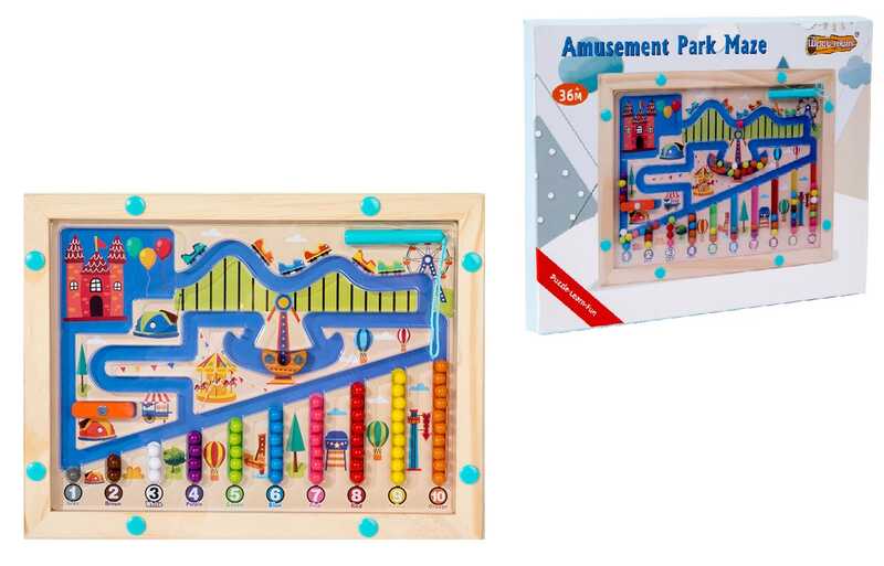 Дерев'яна магнітна гра C 71007 (48) магнітна ручка, кульки, в коробці