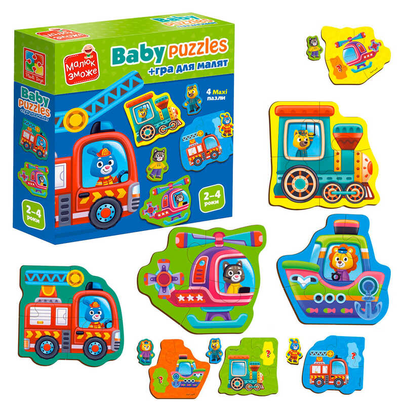 гр Пазли картонні з грою "Транспорт. Тварини" VT1722-28 укр (28) "Vladi Toys"
