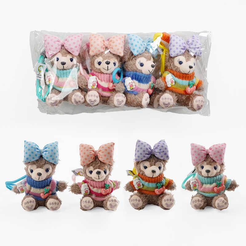 М'яка іграшка-брелок C 70733 (150) ЦІНА ЗА 4 ШТУКИ В УПАКОВЦІ, “Ведмедик”, карабін, шнурок, в пакеті