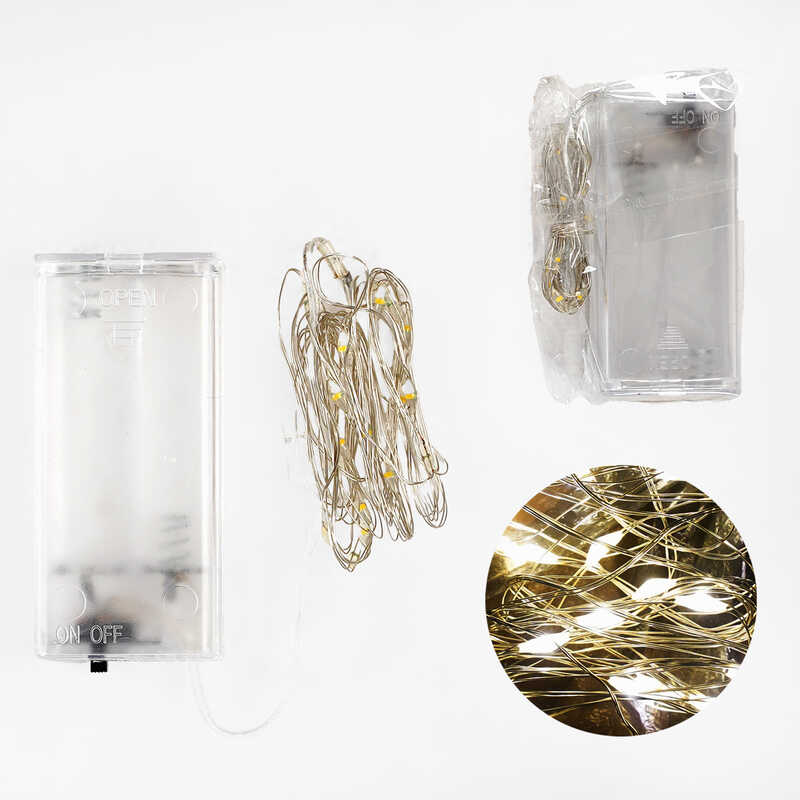 Гірлянда D 36020 (1000) 1.9 метри, світлодіодна, жовте світло, від батарейок, 1 режим, у коробці