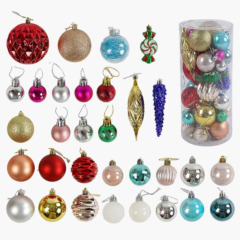 Новорічні прикраси C 67708 (32) 36 штук, в слюді, ВИДАЄТЬСЯ ТІЛЬКИ МІКС ВИДІВ