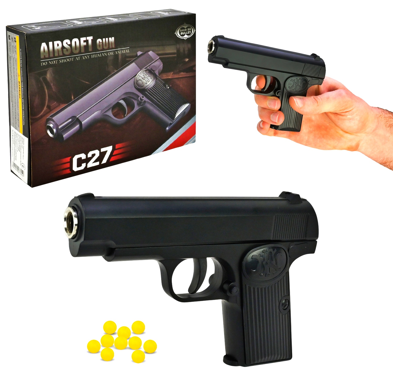 Пістолет - метал C27 , коробка, пласт. кулі