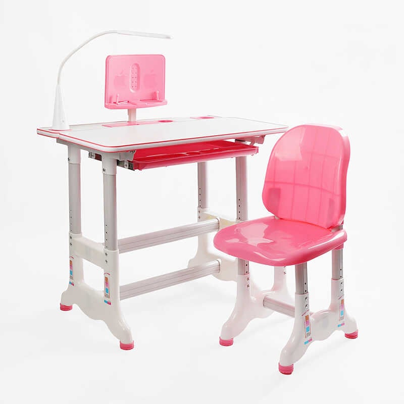 Парта дитяча зі стільчиком UL-90311 (1) колір рожевий, регульована висота та нахил, з лампою, в коробці