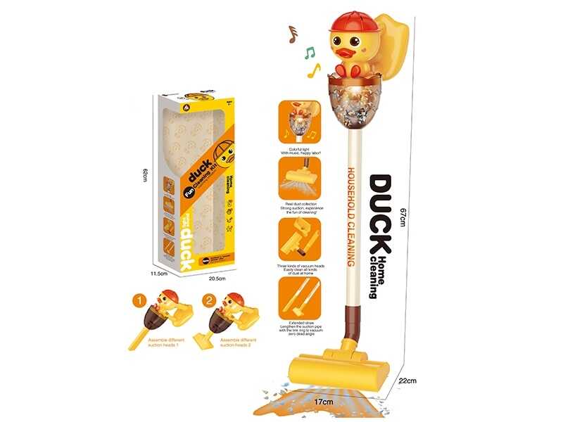 Пилосос HJ 199 C (12) “Каченя”, 3 насадки, підсвічування, мелодія, від батарейок, в коробці