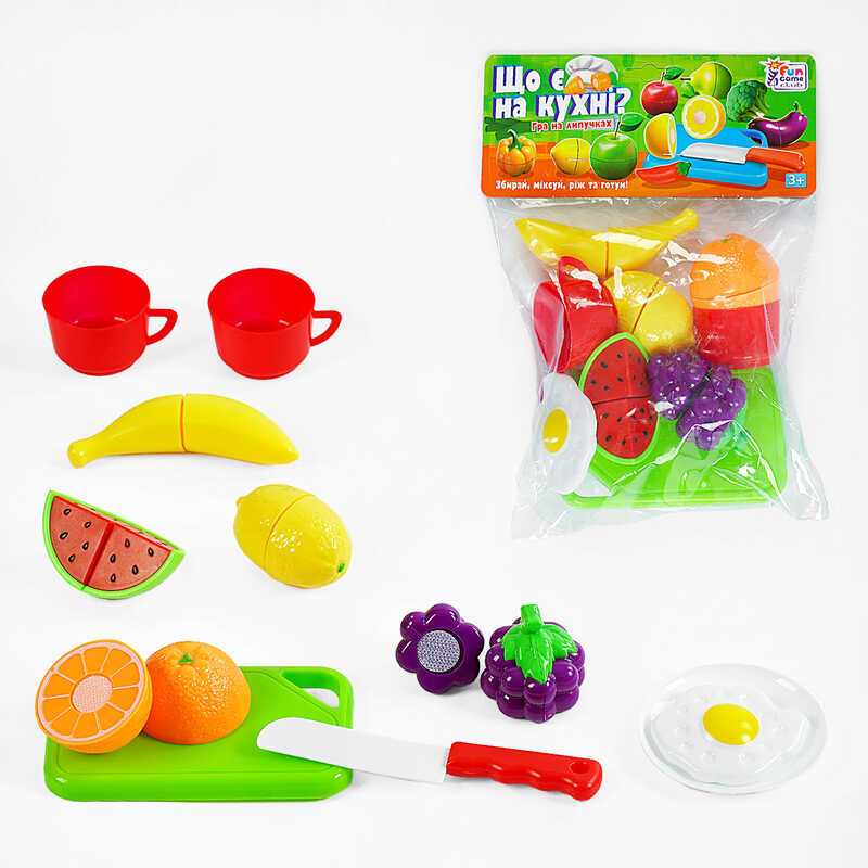 гр Фрукти на липучках “Що є на кухні?” 65298 (240/2) "4FUN Game Club", 11 елементів, у пакеті