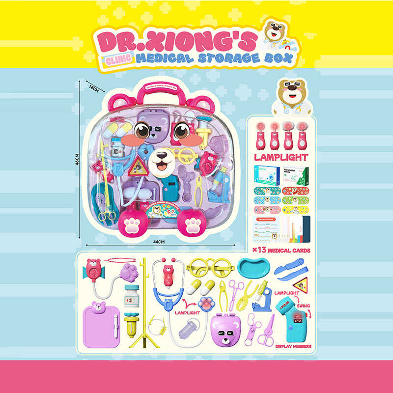Набір лікаря 527 E-1 (12/2) звук, підсвічування, стетоскоп, прилад для вимірювання тиску, інструменти для огляду, аксесуари для гри, у валізі
