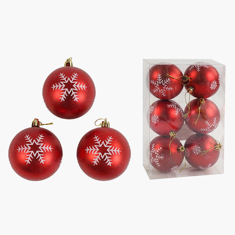 Новорічні прикраси C 67687 (64) 6 штук, кульки, D = 7,5 см, у слюді