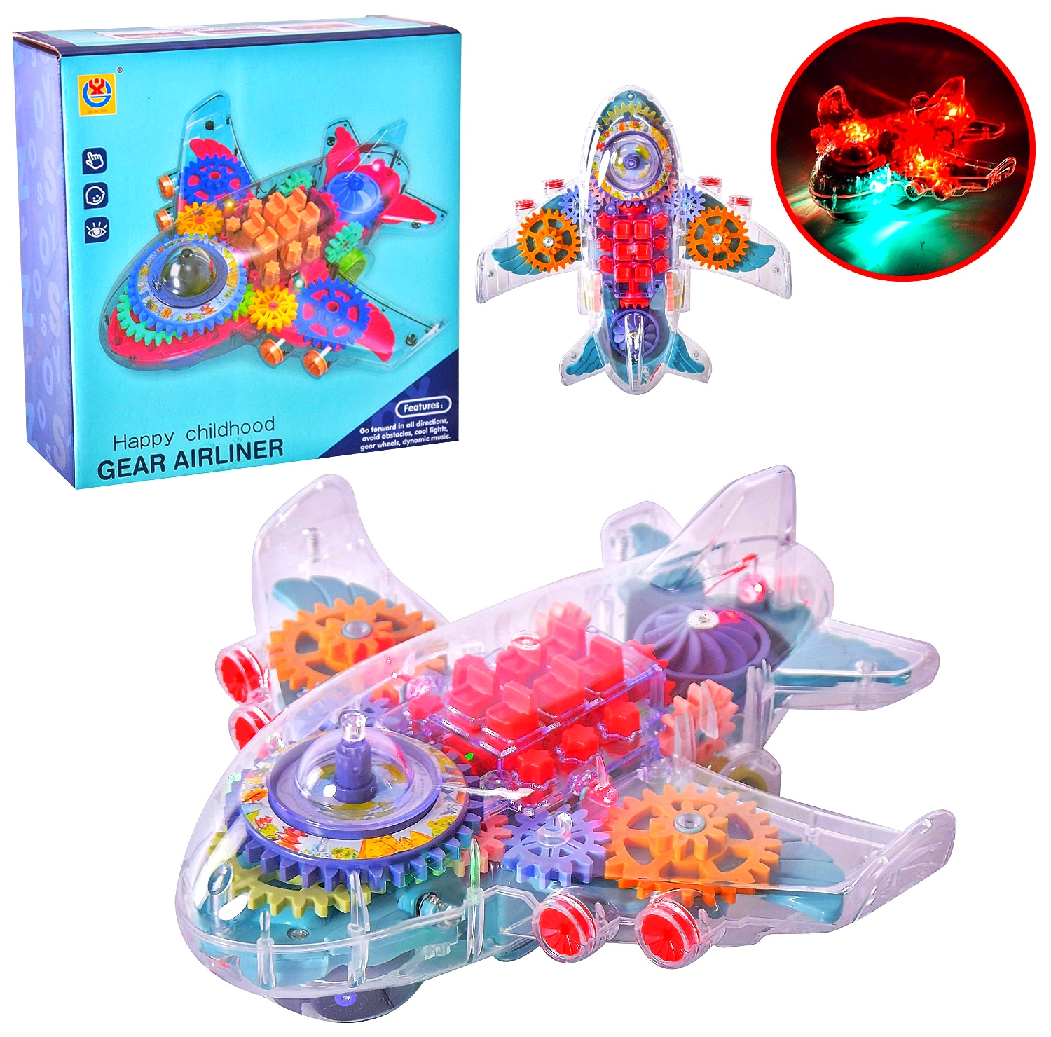 Літак - шестерні 2263, звук, підсвічування , 2 режими роботи , колесо вільного ходу, в коробці