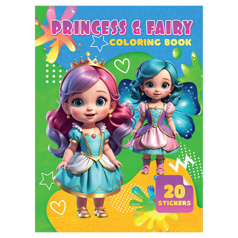 гр Розмальовка 20 наліпок А4: Princess and Fairy 9789655323207 (50) "Jumbi"