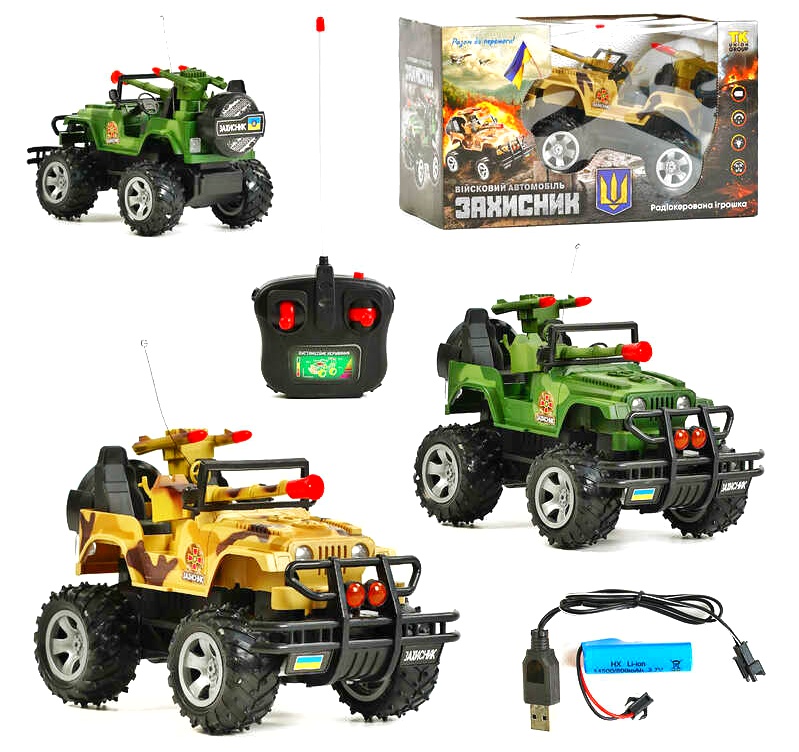 Джип на радіокеруванні “Захисник” 78747 , 2 кольори, підсвічування, акум. 3,7 V, пульт 49 MHz, гумові колеса, в коробці