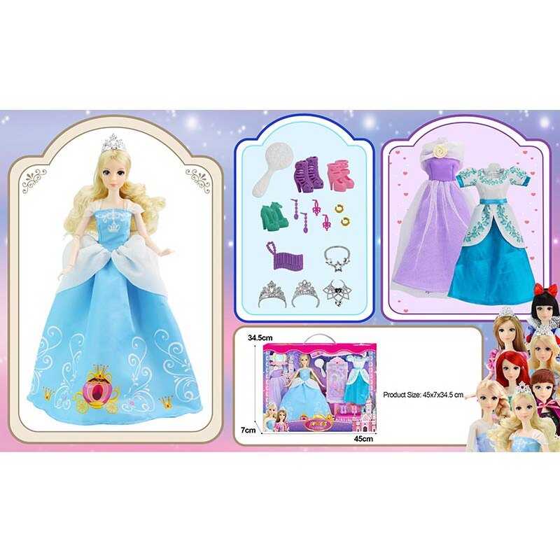 Лялька з аксесуарами 91062-2 (24/2) висота 30 см, діадеми, сережки, намиста, сумочка, гребінець, сукні, туфлі, в коробці