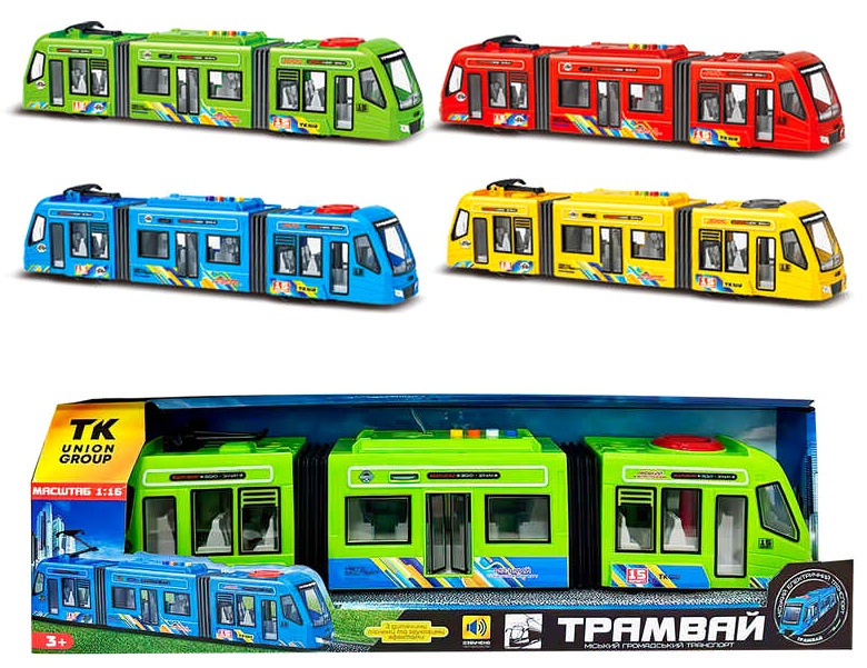 Трамвай 60147 ,  "АвтоЕксперт", ОЗВУЧ. УКР. МОВОЮ , пісні, віршики, звук транспорту, ПДР , підсвічування, дверцята відчиняються, масштаб 1:16, в коробці,