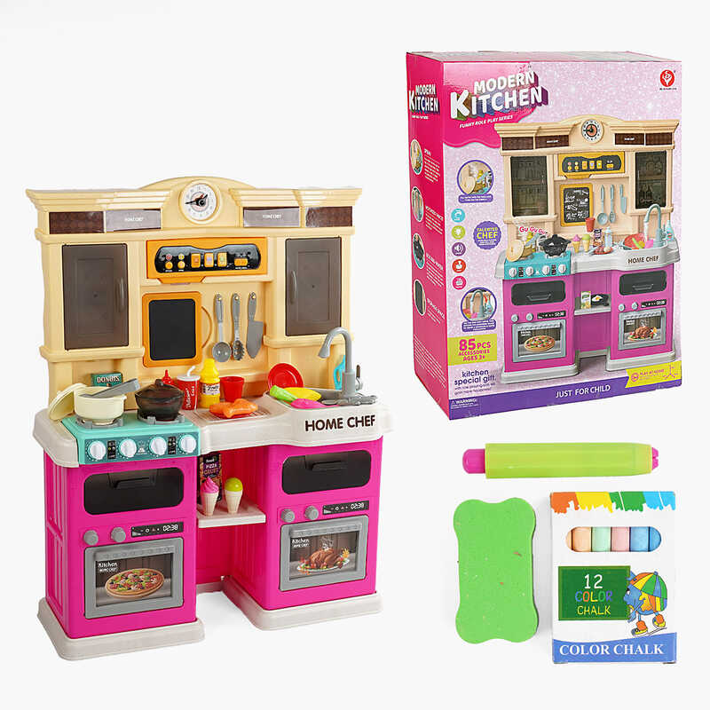 Кухня 922-163 (4) висота 83 см, 85 елементів, звуки, мелодії, підсвічування, автоматична подача води, парогенератор, дошка для крейди, в коробці