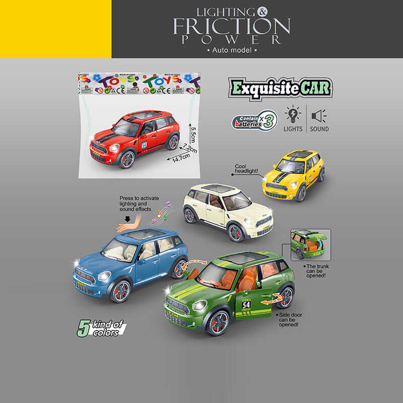 Машинка 7754 (130) 5 кольорів, звуки, мелодія, підсвічування, інерція, на батарейках, гумові шини, відчиняються двері, в пакеті, ВИДАЄТЬСЯ ТІЛЬКИ МІКС ВИДІВ