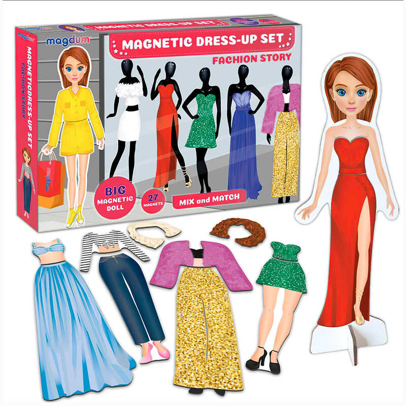 гр Набір магнітів "Magnetic dolls" ML4032-09 EN (10) "Magdum", 27 магнітів, магнітна лялька, підставка, в коробці