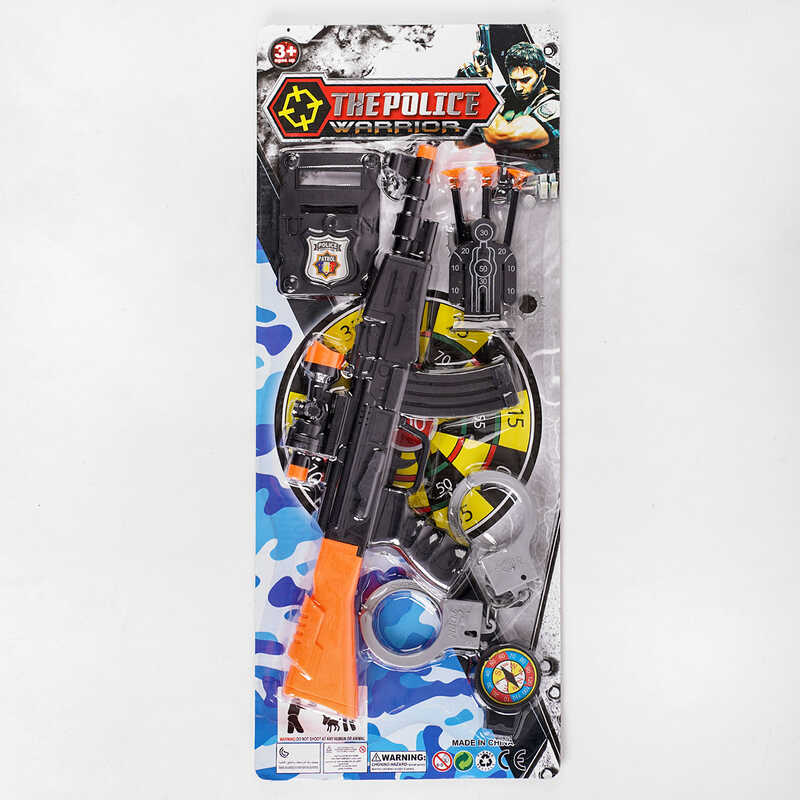 Поліцейський набір 003-8 (120/2) автомат, наручники, компас, мішень, значок, на листі