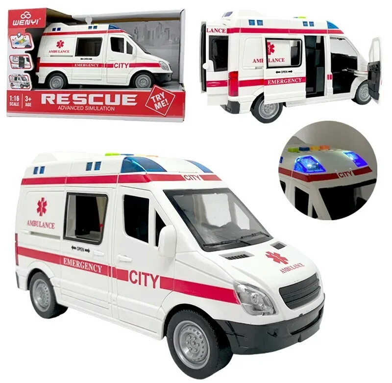 Машина WY 590 E , "Швидка допомога", підсвічування, звуки, інерція, в коробці