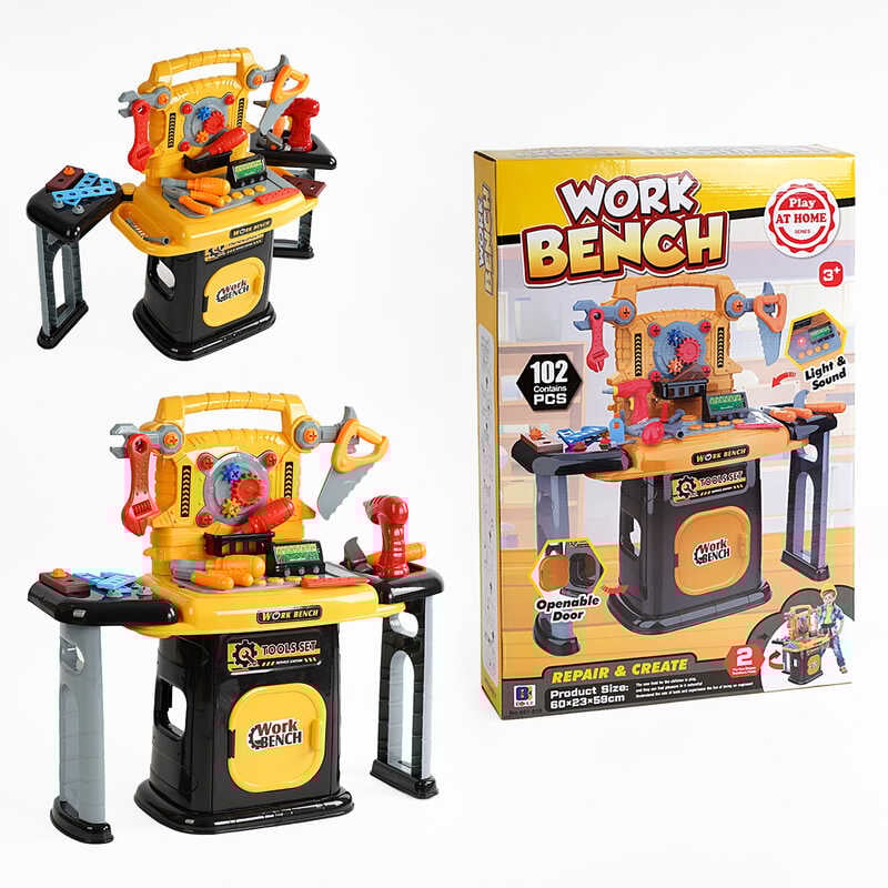 Набір інструментів 661-510 (6) 102 елементи, звуки, мелодії, підсвічування, електричний шуруповерт, в коробці