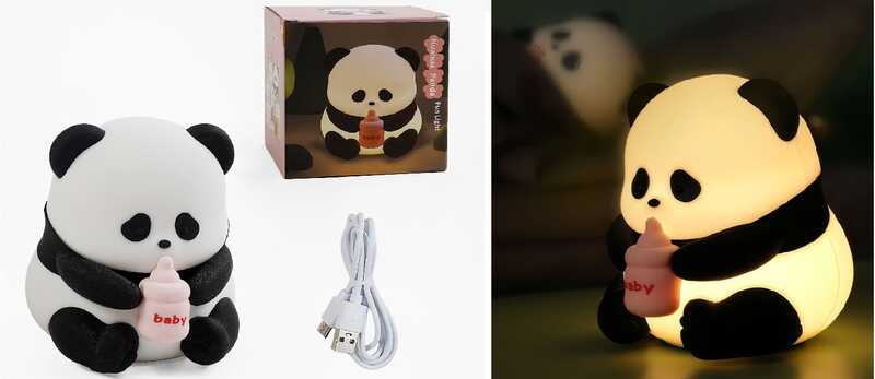 Нічник C 69804 (60) кольорове світло, 3 режими теплого світла, USB Type-C, силіконовий, в коробці