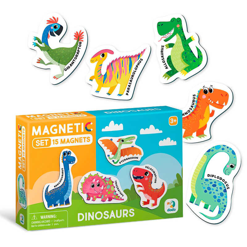 гр Набір магнітів "Динозаврики" 200257 (60) "DoDo", 15 магнітів, в коробці