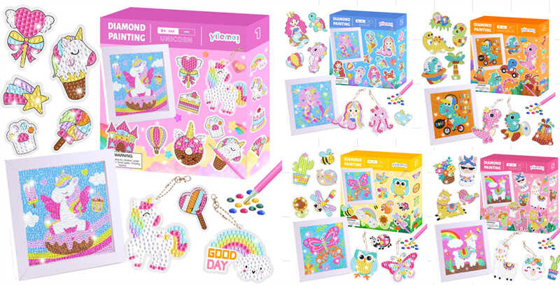 Алмазна мозаїка C 64274 (60) 4 види, картина, рамка, наліпки, 2 брелоки, фурнітура, алмази, тарілочка, віск, стилус, ВИДАЄТЬСЯ МІКС ВИДІВ, в коробці