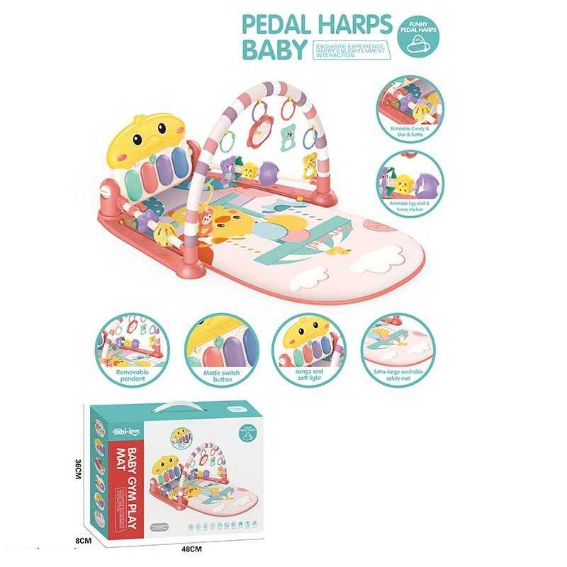 Килимок 698-96 (18/2) на батарейках, піаніно, брязкальця,  музика, підсвічування, обертові елементи, режими гри, в коробці