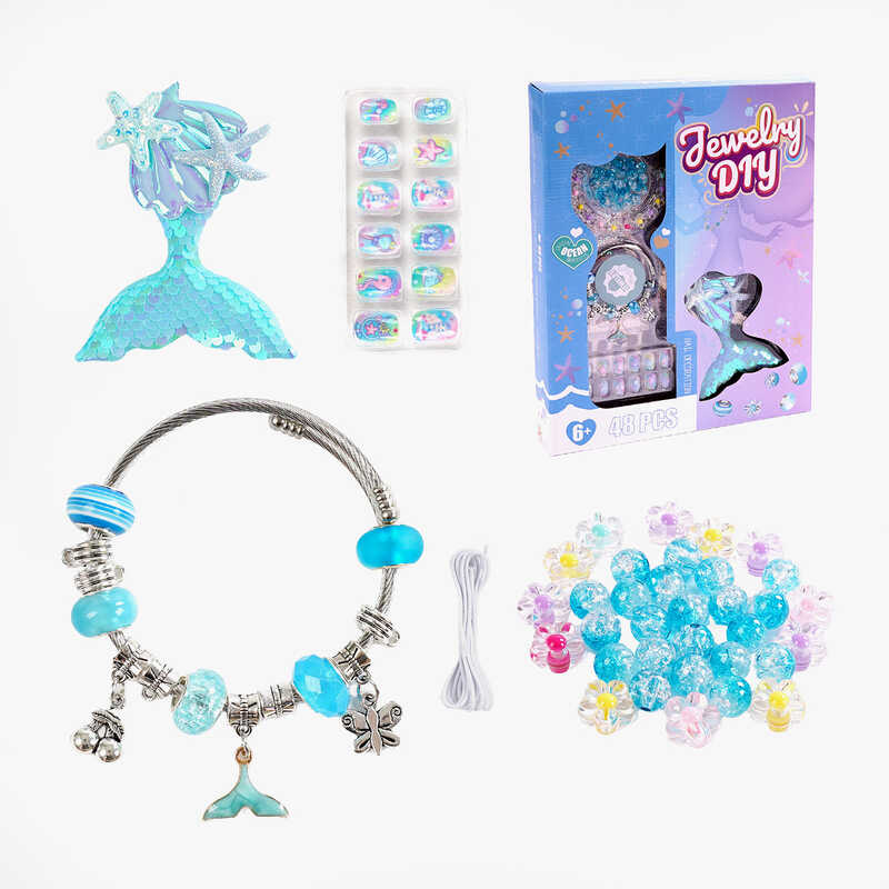 Набір прикрас PX 66091 (120/2) браслет, заколка, накладні нігті, намистини, в коробці