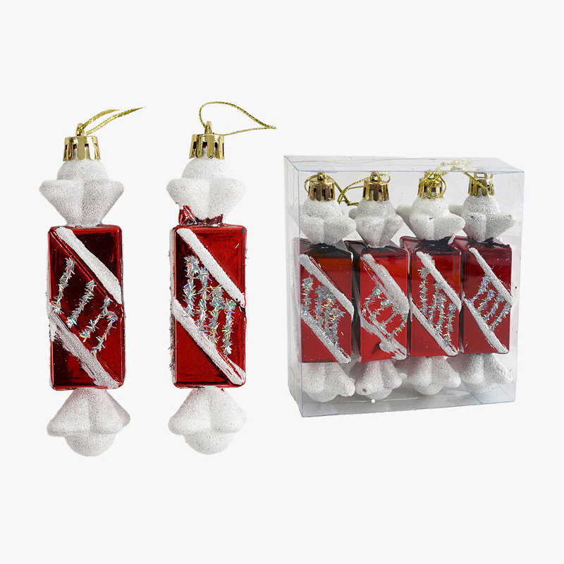 Новорічні прикраси C 67185 (240) 4 штуки, “Цукерки”, у слюді