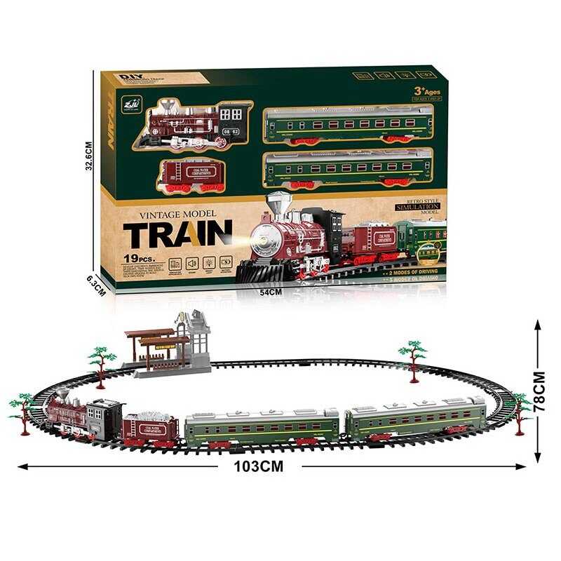 Залізниця 9299-65 (20) 19 елементів, 4 вагони довжиною 84 см, дорога 103х78 см, підсвічування, звук-беззвучний режим, рух вперед, на батарейках, в коробці