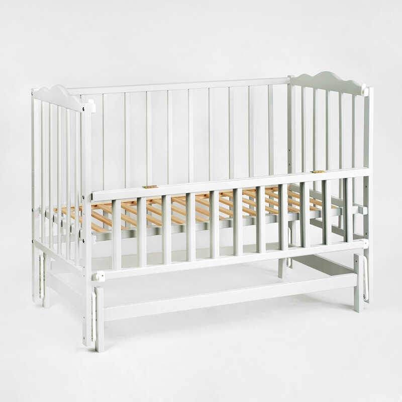 гр Ліжечко дитяче "Анастасія-2" (1) шарнір-підшипник з відкидною боковиною, бук (Сірий)