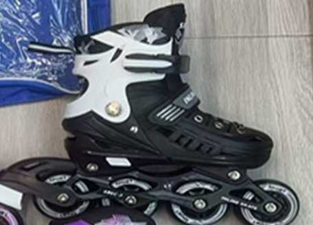 Ролики 9566-311 M /розмір 34-38/ колір – Чорний (6) колеса PU, ПЕРЕДНЄ КОЛЕСО СВІТЛО, d – 6.5 см, в сумці