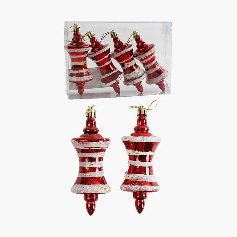 Новорічні прикраси C 67188 (120) 4 штуки, фігурна іграшка, висота - 12,5 см, у слюді