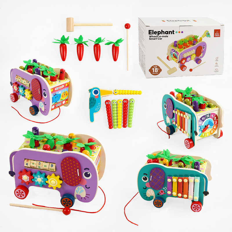 Ігровий центр C 68265 (24) дерев’яний, каталка, ксилофон, шестерні, пальчикові гра, годинник, стукалка, в коробці