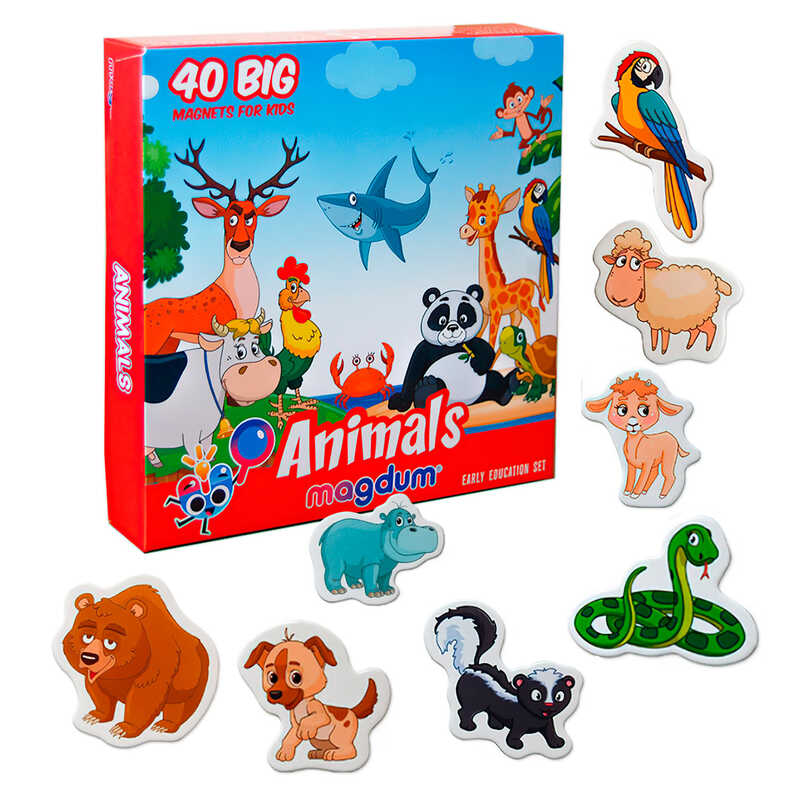 гр Набір магнітів "Animals" ML4031-16 (24) "Magdum", 40 магнітів, в коробці
