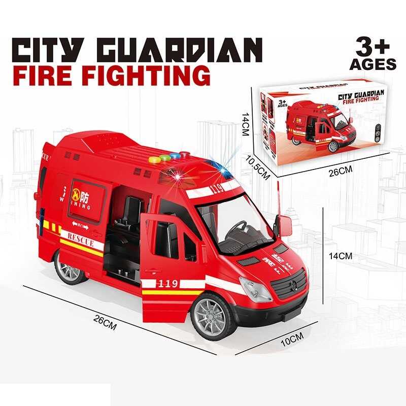 Спецтехніка 139-3 (48/2) "Пожежний автомобіль", підсвічування, звук, пісні, озвучення англійською мовою, інерція, двері відчиняються, в коробці