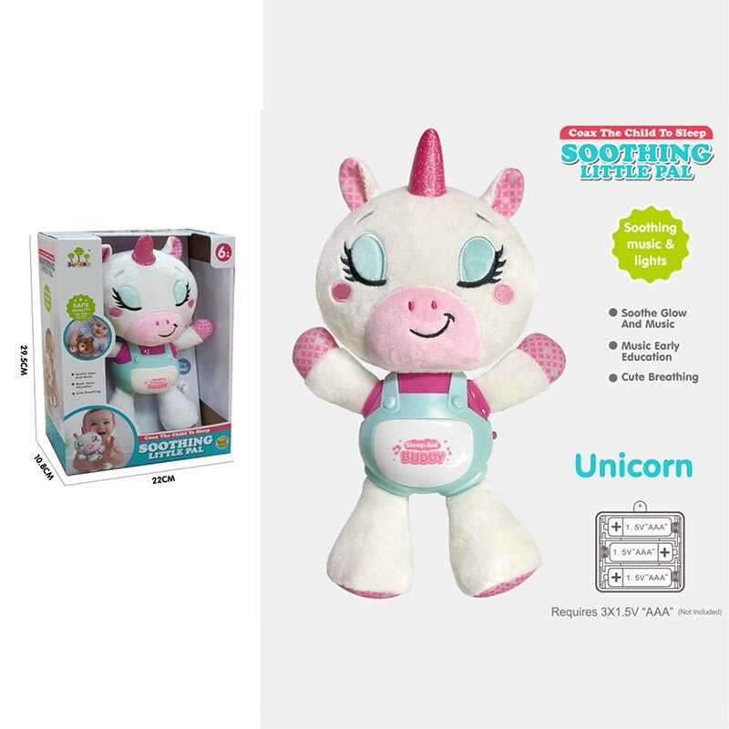 Музичне брязкальце SL 88056 (24/2) "Єдиноріжка", на батарейках, мелодії, звук дихання, підсвічування, шелесткі елементи, в коробці