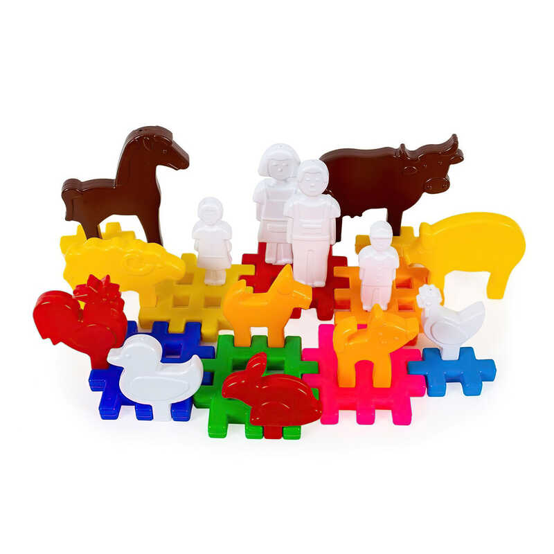 гр Набір "Ферма №1" 115/15 (20) "BAMSIC" 38 деталей, фігурки людей, фігурки тварин, у пакеті